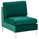 Left Hand Modular Corner Sofa Green Velvet 4 Seater With Ottoman L-shaped Silver Metal Legs Glamour Style Beliani