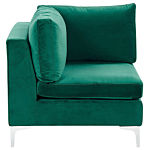 Left Hand Modular Corner Sofa Green Velvet 4 Seater With Ottoman L-shaped Silver Metal Legs Glamour Style Beliani