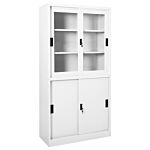 Vidaxl Office Cabinet With Sliding Door White 90x40x180 Cm Steel