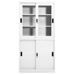 Vidaxl Office Cabinet With Sliding Door White 90x40x180 Cm Steel