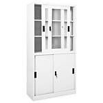 Vidaxl Office Cabinet With Sliding Door White 90x40x180 Cm Steel