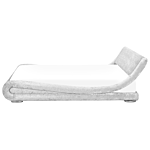 Platform Waterbed Silver Velvet Upholstered With Mattress Accessories 6ft Eu Super King Size Sleigh Design Beliani