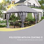 Outsunny 3 X 3 (m) Gazebo Canopy Replacement Covers, 2-tier Gazebo Roof Replacement (top Only), Light Grey