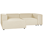 Modular Right Hand Sofa Beige Linen 2 Seater Sectional Corner Sofa With Black Legs Modern Living Room Beliani