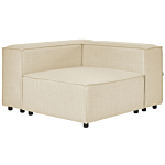 Modular Right Hand Sofa Beige Linen 2 Seater Sectional Corner Sofa With Black Legs Modern Living Room Beliani