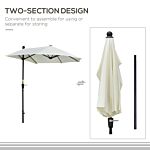 Outsunny 2m Half Parasol Market Umbrella Garden Balcony Parasol With Crank Handle, Cross Base, Double-sided Canopy, Cream White