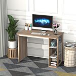 Homcom Computer Desk & 3-tier Side Shelves Wide Table Top Home Furniture Oak