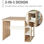 Homcom Computer Desk & 3-tier Side Shelves Wide Table Top Home Furniture Oak