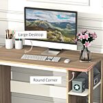 Homcom Computer Desk & 3-tier Side Shelves Wide Table Top Home Furniture Oak