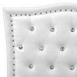 Eu King Size Bed White Faux Leather 5ft3 Upholstered Frame With Storage Nailhead Trim Crystal Buttons Headrest Beliani