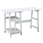 Homcom Compact Computer Desk With Storage Shelves Study Table With Bookshelf Pc Table Workstation For Home Office Study White