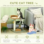 Pawhut Small Cat Tree For Indoor Cats, Scratching Posts With 2 Beds, Toy Ball, 43 X 39 X 52cm