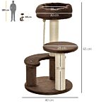 Pawhut 65 Cm Cat Tree Cat Scratching Post Kitty Scratcher Kitten Activity Center Scratching Post Playhouse 2 Perch W/hanging Sisal Rope Brown