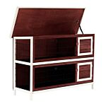 Pawhut Two-tier Rabbit Hutch, 136.4lx50wx93h Cm-brown/white