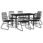 Vidaxl 7 Piece Garden Dining Set Black Pvc Rattan