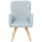 Lounge Chair Blue Fabric Upholstery Modern Club Chair With Armrests Wooden Legs Beliani