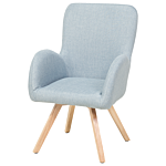 Lounge Chair Blue Fabric Upholstery Modern Club Chair With Armrests Wooden Legs Beliani