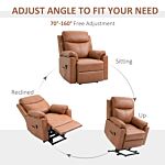 Homcom Power Lift Chair Electric Riser Recliner For Elderly, Faux Leather Sofa Lounge Armchair With Remote Control And Side Pocket, Brown