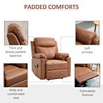 Homcom Power Lift Chair Electric Riser Recliner For Elderly, Faux Leather Sofa Lounge Armchair With Remote Control And Side Pocket, Brown