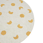 Area Rug Light Beige And Yellow Cotton Ø 140 Cm Round Boho Style Living Room Kids Children's Room Beliani