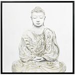 Homcom Canvas Wall Art Gold Textured Buddha Sit In Meditation, Wall Pictures For Living Room Bedroom Decor, 83 X 83 Cm