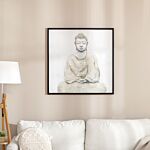 Homcom Canvas Wall Art Gold Textured Buddha Sit In Meditation, Wall Pictures For Living Room Bedroom Decor, 83 X 83 Cm