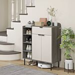 Homcom Modern And Minimal 12 Shoe Storage Cabinet - Grey/white