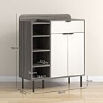 Homcom Modern And Minimal 12 Shoe Storage Cabinet - Grey/white