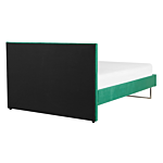 Upholstered Bed Frame Green Velvet Eu Double 4ft6 140 X 200 Cm Green Headboard Silver Leg Glam Beliani