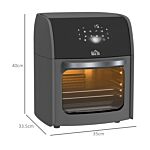 Homcom Digital Air Fryer With 8 Preset Modes, Rapid Air Circulation, 12l Air Fryer Oven With Memory Function, 1800w, Grey