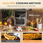 Homcom Digital Air Fryer With 8 Preset Modes, Rapid Air Circulation, 12l Air Fryer Oven With Memory Function, 1800w, Grey