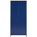 Home Office Storage Cabinet Navy Blue Steel 2 Doors 4 Shelves Industrial Design Beliani