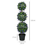 Homcom Set Of 2 Artificial Plants, Lavender Flowers Ball Trees With Pot, For Home Indoor Outdoor Decor, 110cm