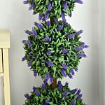 Homcom Set Of 2 Artificial Plants, Lavender Flowers Ball Trees With Pot, For Home Indoor Outdoor Decor, 110cm