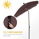 Outsunny Aluminum Umbrella Parasol-brown