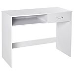 Homcom Computer Desk, Work Desk Table Study With Shelf Drawer, Study Table Storage Compartment, Writing Station Display Stylish Storage, White