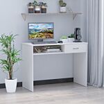 Homcom Computer Desk, Work Desk Table Study With Shelf Drawer, Study Table Storage Compartment, Writing Station Display Stylish Storage, White