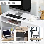 Homcom Computer Desk, Work Desk Table Study With Shelf Drawer, Study Table Storage Compartment, Writing Station Display Stylish Storage, White