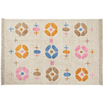 Area Rug Multicolour Cotton 160 X 230 Cm Rectangular With Tassels Geometric Pattern Boho Style Living Room Kids Children's Room Beliani