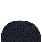 Pouf Ottoman Black 50 X 35 Cm Knitted Cotton Eps Beads Filling Round Small Footstool Beliani