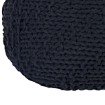 Pouf Ottoman Black 50 X 35 Cm Knitted Cotton Eps Beads Filling Round Small Footstool Beliani