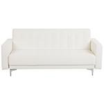 Living Room Set White Faux Leather Tufted 3 Seater Sofa Bed 2 Reclining Armchairs Modern 3-piece Suite Beliani