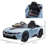 Homcom Bmw I8 Coupe Licensed 6v Ride On Car Toy With Remote Control, Powered Electric Car, Music, Horn, For 3-8 Years, Blue