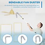 Homcom Extendable Feather Duster With Telescopic Pole 1.8m/5.9ft, Microfiber Duster Cleaning Kit With Bendable Head For Cleaning High Ceiling Fans