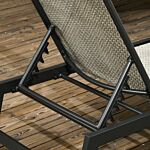 Outsunny Outdoor Pe Rattan Sun Loungers, Patio Wicker Chaise Lounge Chair With 5-position Backrest, Wheels For Sun Room, Garden, Poolside, Black