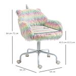 Vinsetto Unicorn Home Office Chair, Height Adjustable Fluffy Desk Chair With Armrests And Swivel Wheels, Colourful