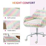 Vinsetto Unicorn Home Office Chair, Height Adjustable Fluffy Desk Chair With Armrests And Swivel Wheels, Colourful