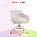 Vinsetto Unicorn Home Office Chair, Height Adjustable Fluffy Desk Chair With Armrests And Swivel Wheels, Colourful