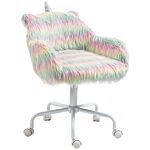 Vinsetto Unicorn Home Office Chair, Height Adjustable Fluffy Desk Chair With Armrests And Swivel Wheels, Colourful