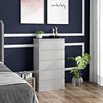 Homcom 5-drawer High Gloss Chest Of Drawers, Storage Cabinets, Modern Dresser, Storage Drawer Unit For Bedroom, White